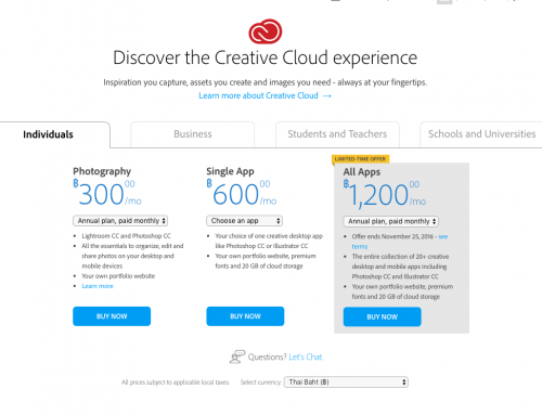 BlackFriday Adobe Creative Cloud ลด 20% หมดวันนี้ 25/11/2016